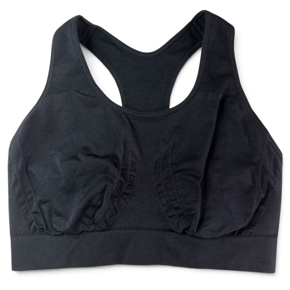 truekind seamless racerback sports bra black size large wireless comfort support